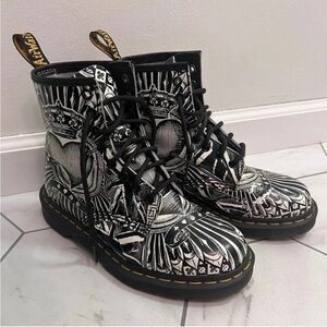 Dr. Martens Black and White 1460 Playing Card Boot Size 7 Womens